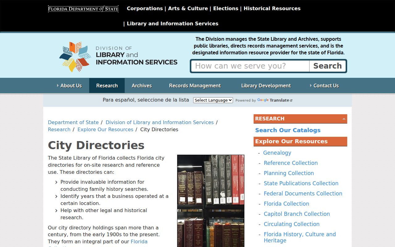 State Library of Florida city directory collection for Osceola County research