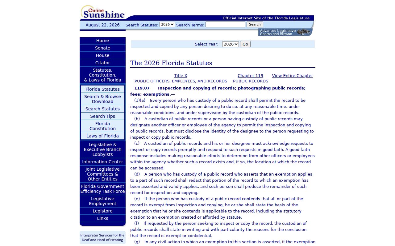 Osceola County residents directory Florida public records law