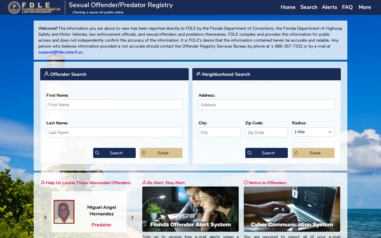 Osceola County neighbors and FDLE neighborhood registry search