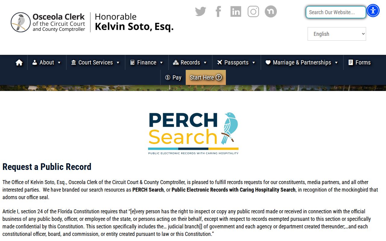 Osceola County previous residents PERCH and JustFOIA request routes