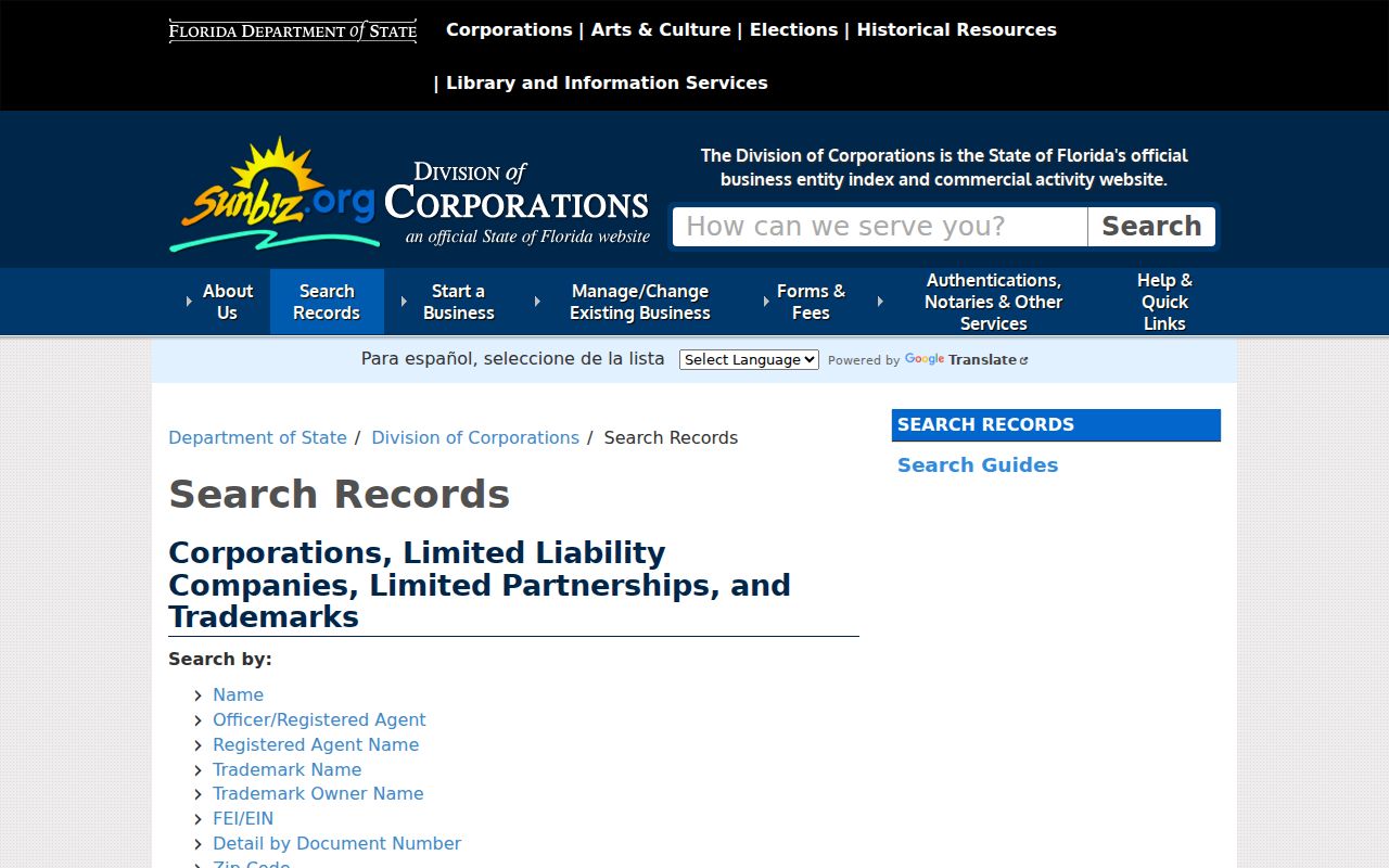 Osceola County resident lookup with Sunbiz business search